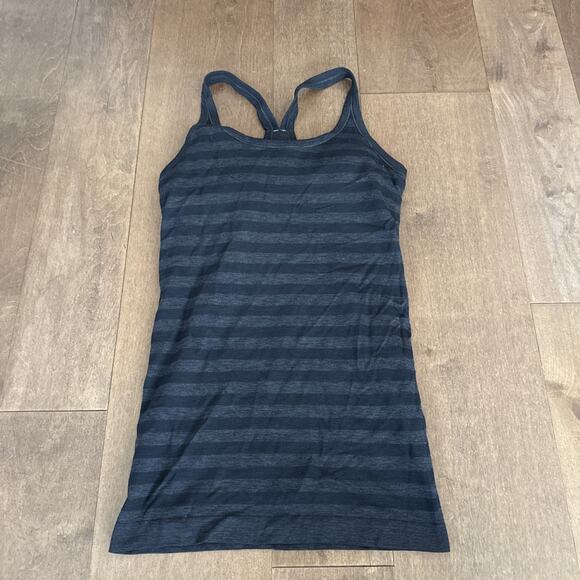 Lululemon Tops - Lululemon Women’s Black Built-In Sports Bra Racerback Tank Top Striped